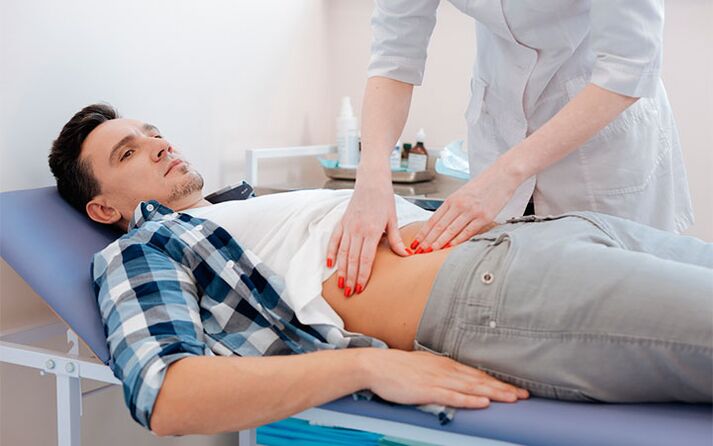 The patient at the examination by the doctor